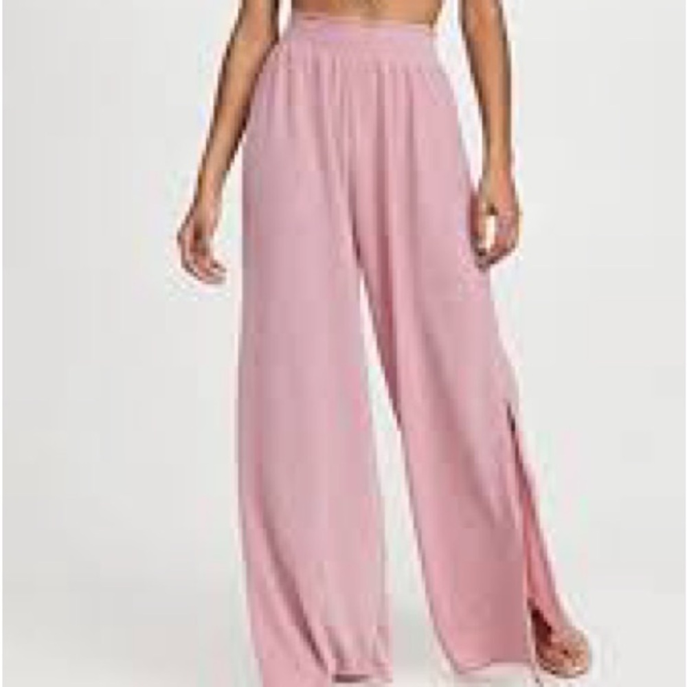Ramy Brook Athena Coverup Palazzo Pants M Side Slit, Swim Cover, Metallic
